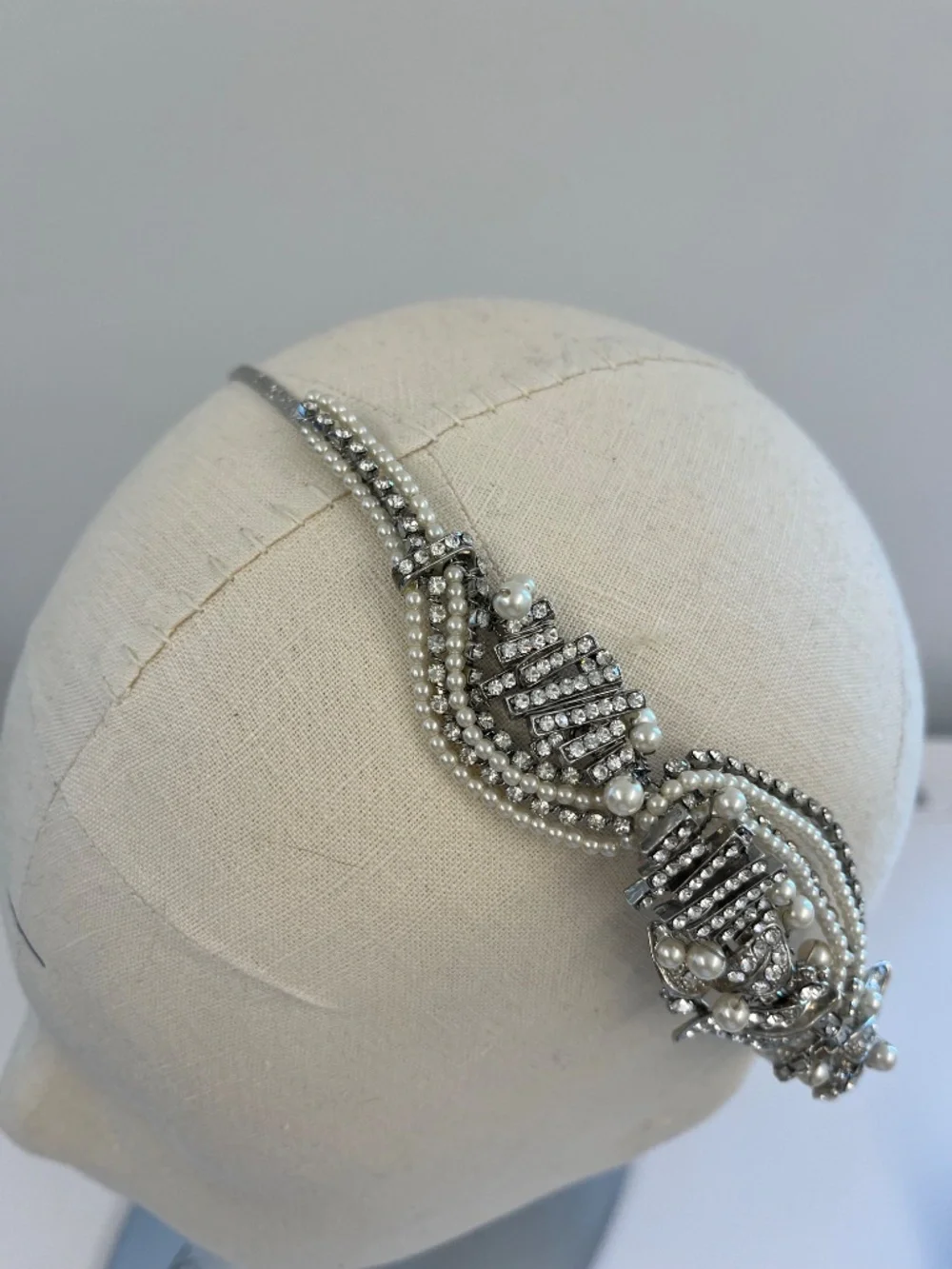 BHLDN Bridal Rhinestone & Pearl Headband